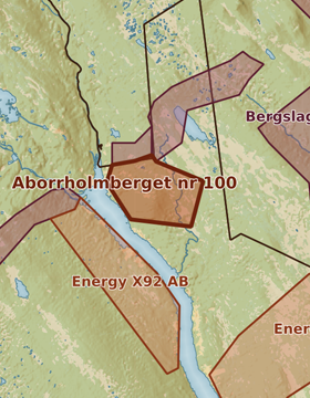 Kartutsnitt över Aborrholmberget nr 100