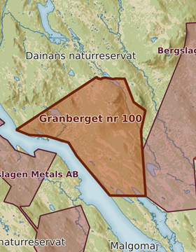 Kartutsnitt över Granberget nr 100