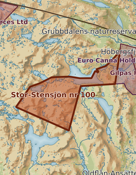 Kartutsnitt över Stor-Stensjön nr 100